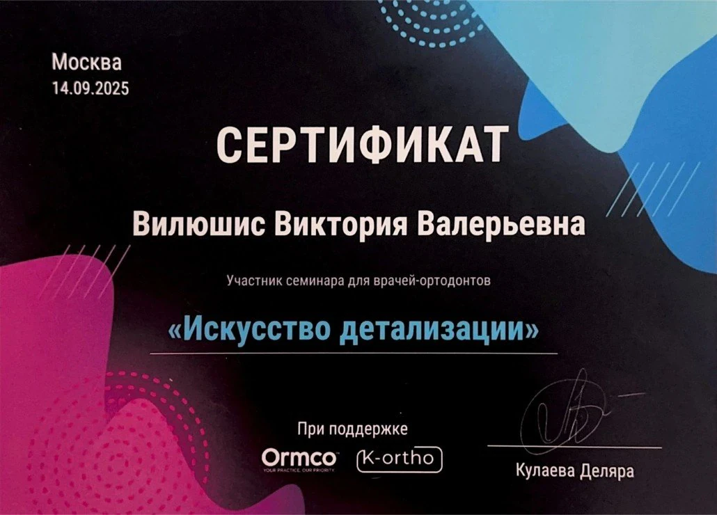 Сертификат Вилюшис В.В. — Искусство детализации