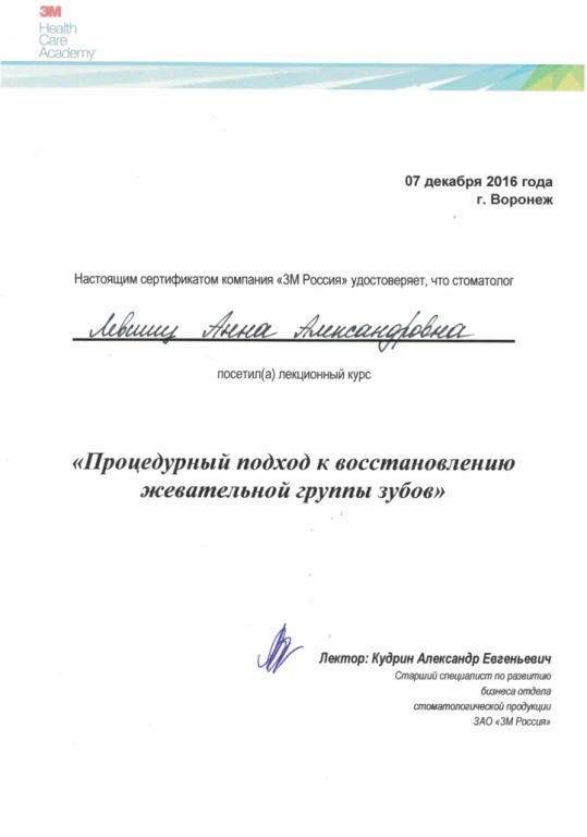 Левшиц Анна Александровна — диплом/сертификат