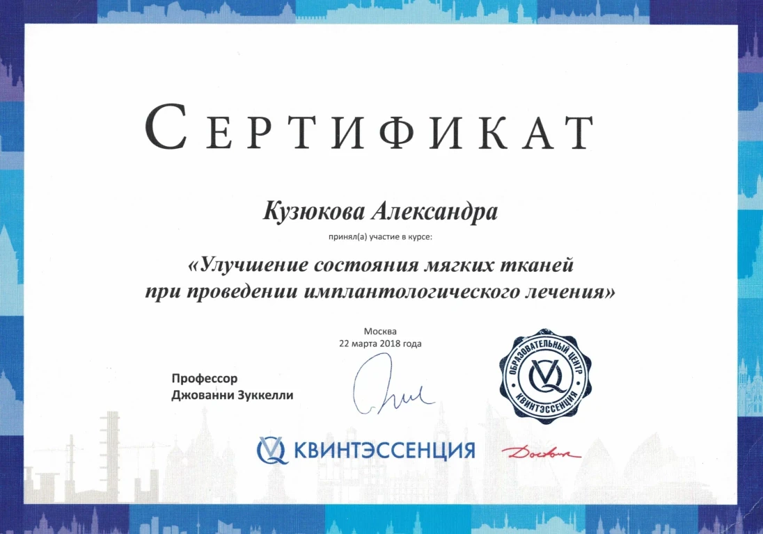 Кузюкова Александра Александровна — диплом/сертификат