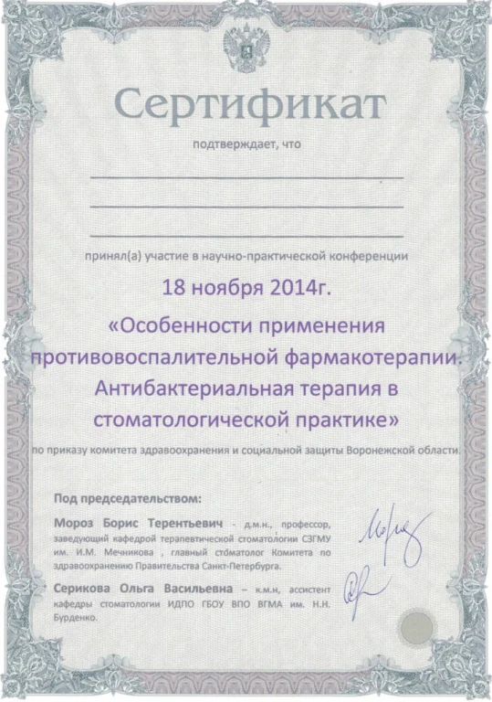 Левшиц Анна Александровна — диплом/сертификат
