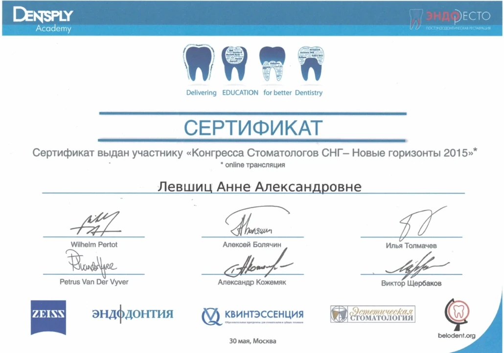 Левшиц Анна Александровна — диплом/сертификат