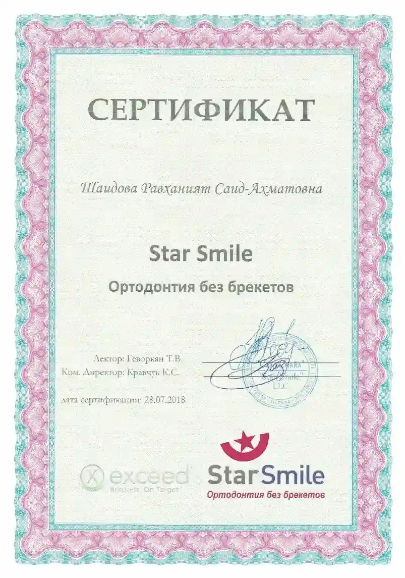 Диплом/сертификат Равханият Ахматовны Шайдовой