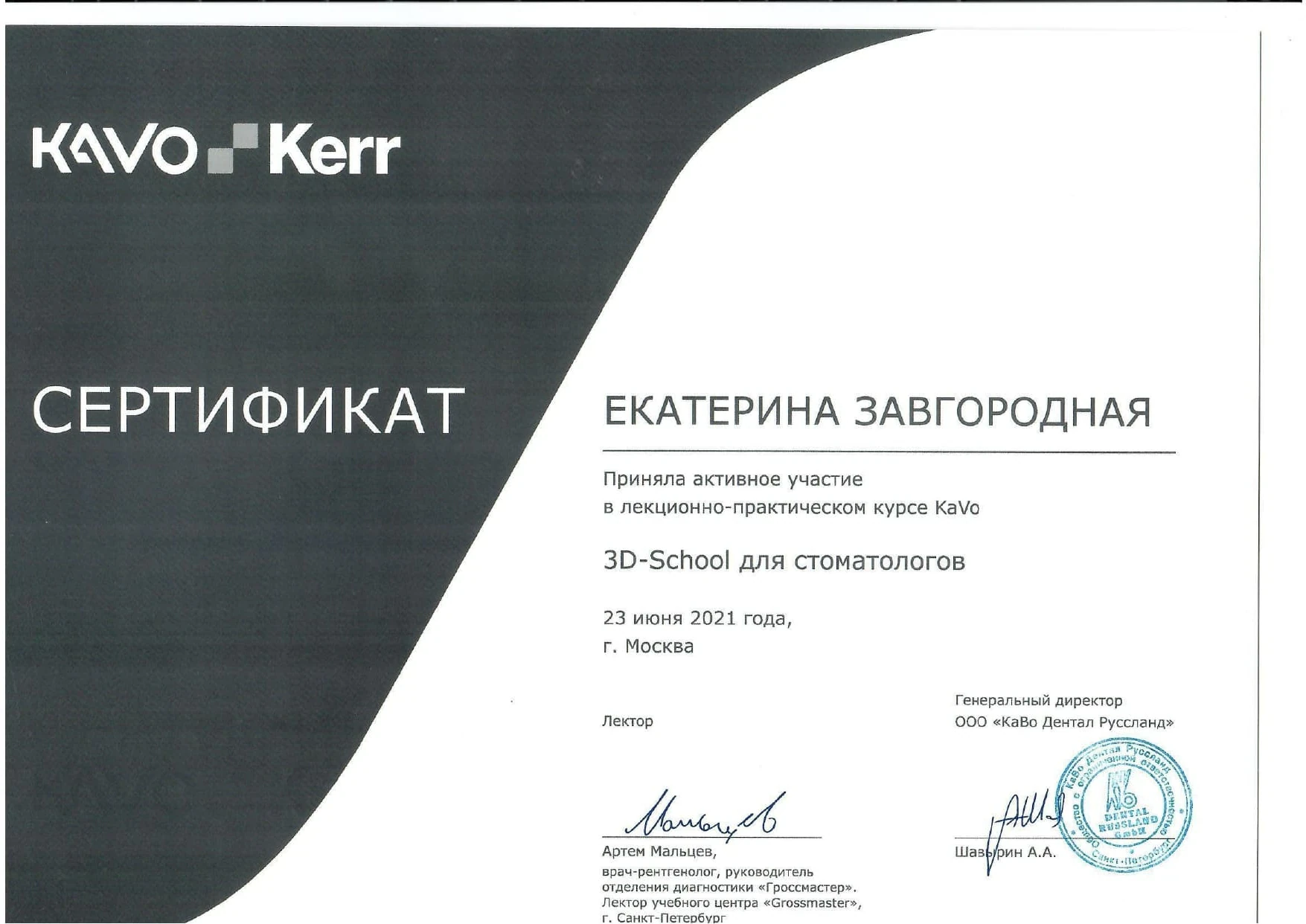 Сертификат Завгородней Е.А. — 13