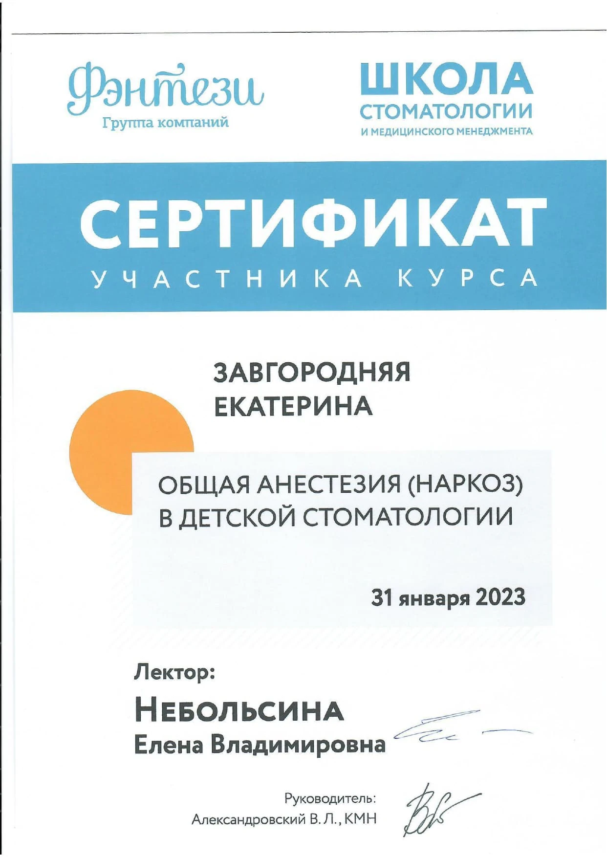 Сертификат Завгородней Е.А. — 20